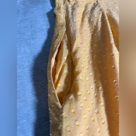 Anthropologie's Moulinette Soeurs Golden Ruffle Dress. Textured Dot Size 10 - Picture 9 of 15